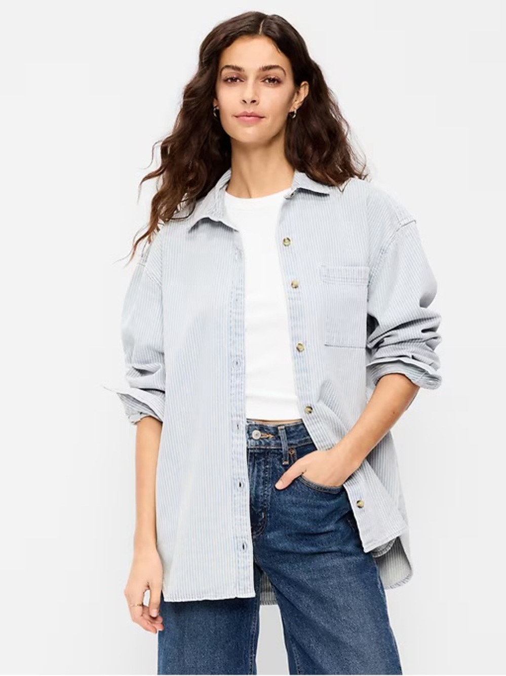 Oversized Button-Down Jean Shirt!